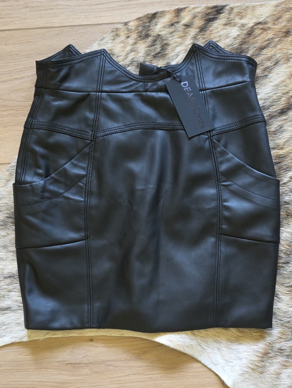 Dear John Black Faux Leather Pencil Skirt